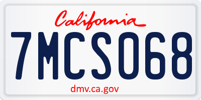 CA license plate 7MCS068
