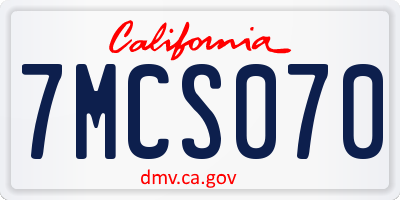 CA license plate 7MCS070