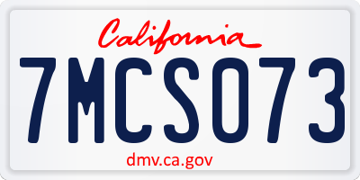 CA license plate 7MCS073