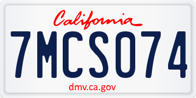 CA license plate 7MCS074