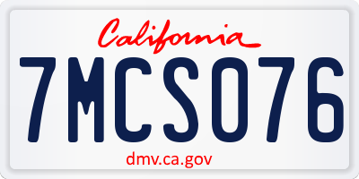 CA license plate 7MCS076