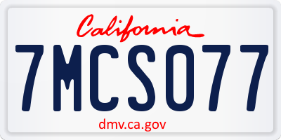 CA license plate 7MCS077