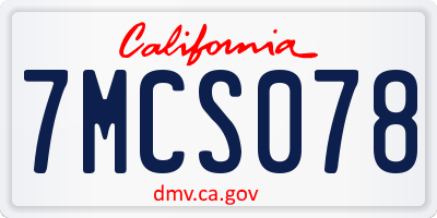 CA license plate 7MCS078