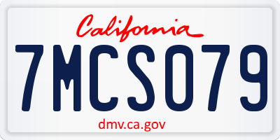 CA license plate 7MCS079