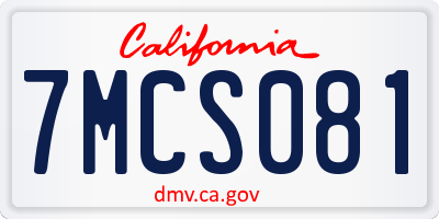 CA license plate 7MCS081