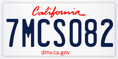CA license plate 7MCS082