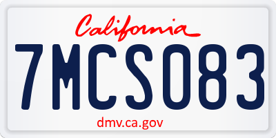 CA license plate 7MCS083