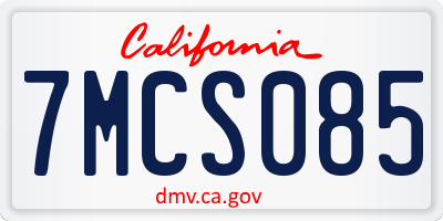 CA license plate 7MCS085