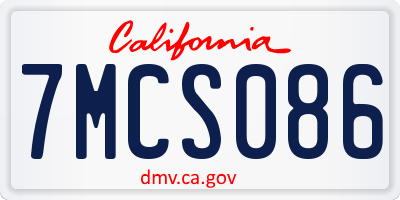 CA license plate 7MCS086