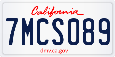 CA license plate 7MCS089