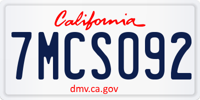 CA license plate 7MCS092