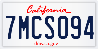 CA license plate 7MCS094