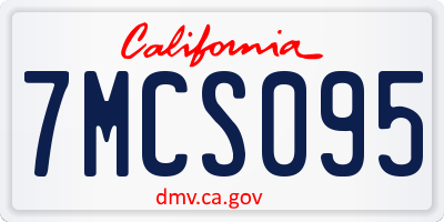 CA license plate 7MCS095