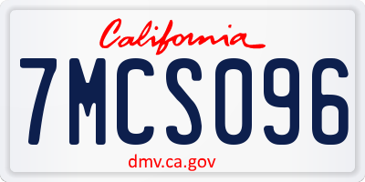 CA license plate 7MCS096