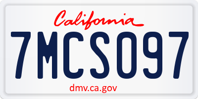 CA license plate 7MCS097