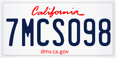 CA license plate 7MCS098