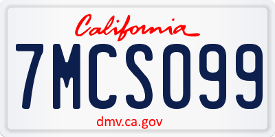 CA license plate 7MCS099