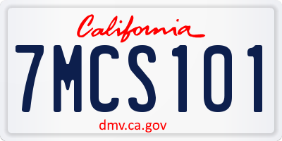 CA license plate 7MCS101