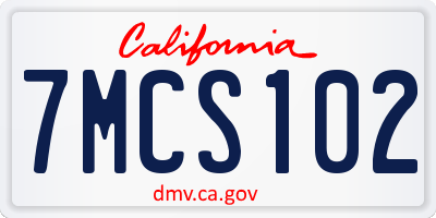 CA license plate 7MCS102