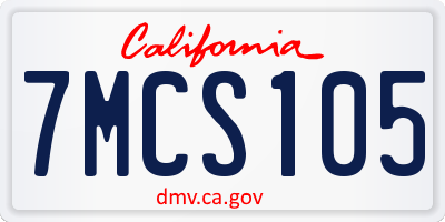 CA license plate 7MCS105