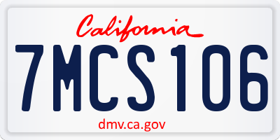 CA license plate 7MCS106