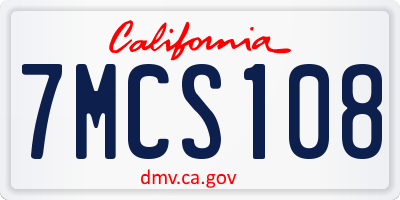 CA license plate 7MCS108
