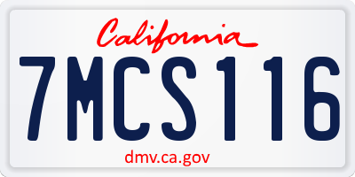 CA license plate 7MCS116