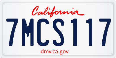 CA license plate 7MCS117