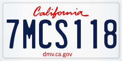 CA license plate 7MCS118
