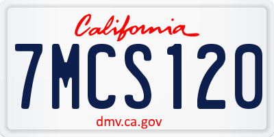 CA license plate 7MCS120