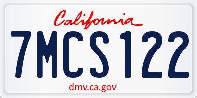 CA license plate 7MCS122