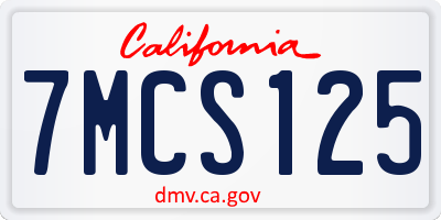 CA license plate 7MCS125