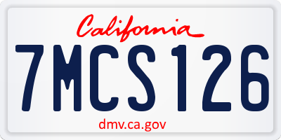 CA license plate 7MCS126