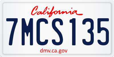 CA license plate 7MCS135