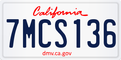 CA license plate 7MCS136