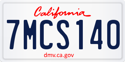 CA license plate 7MCS140