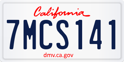 CA license plate 7MCS141