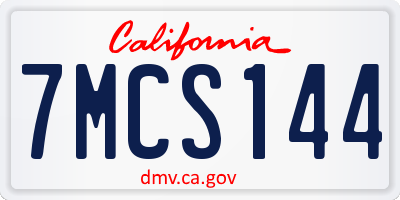 CA license plate 7MCS144
