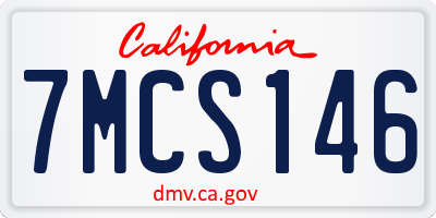 CA license plate 7MCS146