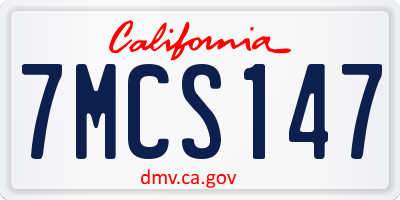 CA license plate 7MCS147