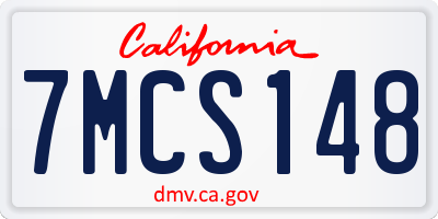 CA license plate 7MCS148