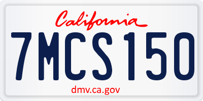 CA license plate 7MCS150