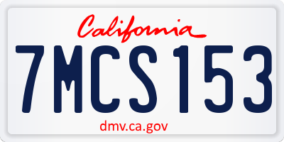 CA license plate 7MCS153