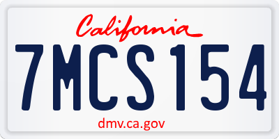 CA license plate 7MCS154