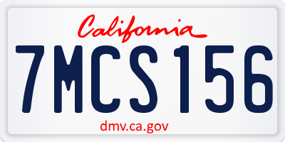 CA license plate 7MCS156