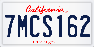 CA license plate 7MCS162