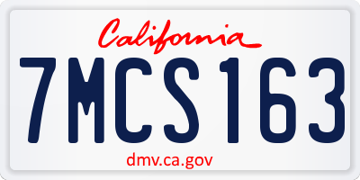 CA license plate 7MCS163