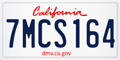 CA license plate 7MCS164