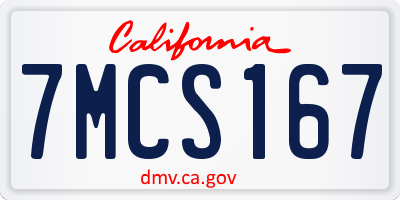 CA license plate 7MCS167