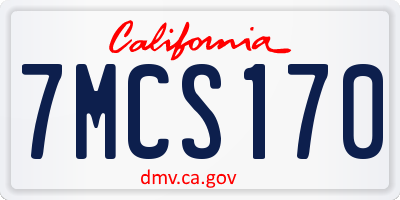 CA license plate 7MCS170